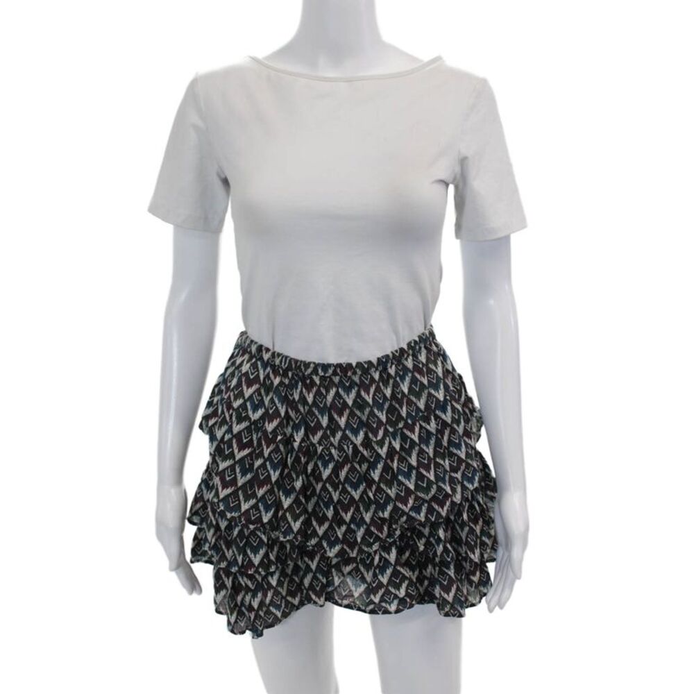Etoile Isabel Marant Womens Cotton Elastic Waist Tiered Skirt Multi Size 02